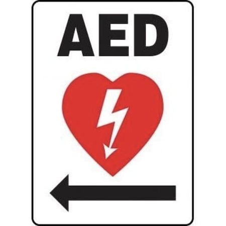 Accuform AED (Automated External Defibrillator Left Arrow), Aluma-Lite, 14 in x 10 in MFSD418XL